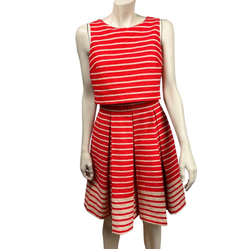 Just Taylor Orange and Tan‎ Striped Sleeveless Dress